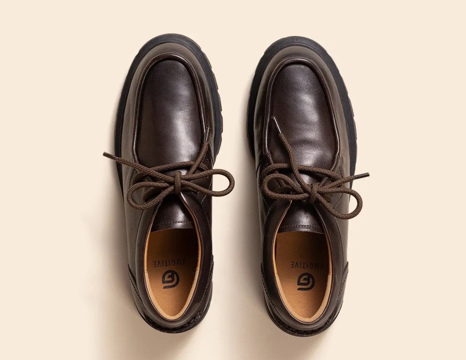 Pazolo moka, derby femme Fugitive en cuir marron, vue de dessus